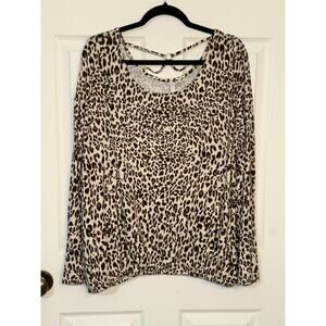 CATO Criss Cross Rear Neckline Leopard‎ Print Stretch Size Plus Size 18/20W Top